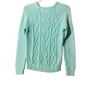 Mint green cable knit sweater
